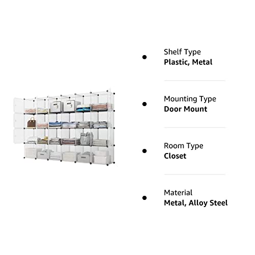 KOUSI Portable Storage Cubes-14 x14 Cube (24 Cubes)-More Stable (add Metal Panel) Cube Shelves with Doors, Modular Bookshelf Units，Clothes Storage Shelves，Room Organizer for Cubby Cube