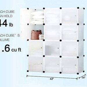 KOUSI Portable Storage Cubes-14 x14 Cube (24 Cubes)-More Stable (add Metal Panel) Cube Shelves with Doors, Modular Bookshelf Units，Clothes Storage Shelves，Room Organizer for Cubby Cube