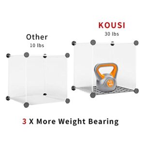 KOUSI Portable Storage Cubes-14 x14 Cube (24 Cubes)-More Stable (add Metal Panel) Cube Shelves with Doors, Modular Bookshelf Units，Clothes Storage Shelves，Room Organizer for Cubby Cube