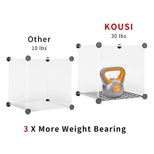 KOUSI Portable Storage Cubes-14 x14 Cube (24 Cubes)-More Stable (add Metal Panel) Cube Shelves with Doors, Modular Bookshelf Units，Clothes Storage Shelves，Room Organizer for Cubby Cube