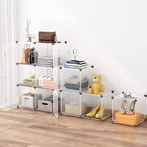 KOUSI Portable Storage Cubes-14 x14 Cube (24 Cubes)-More Stable (add Metal Panel) Cube Shelves with Doors, Modular Bookshelf Units，Clothes Storage Shelves，Room Organizer for Cubby Cube