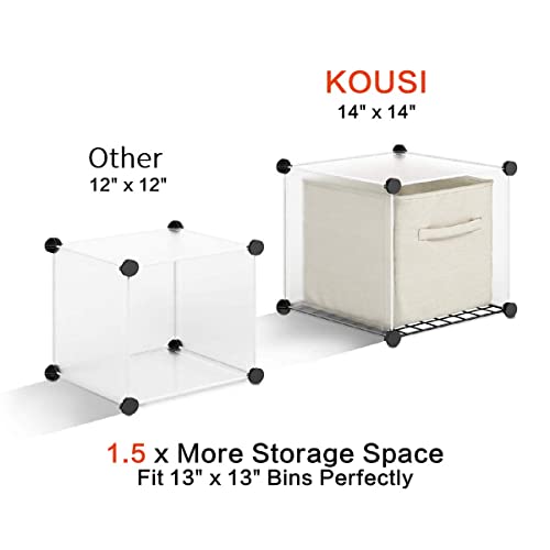 KOUSI Portable Storage Cubes-14 x14 Cube (24 Cubes)-More Stable (add Metal Panel) Cube Shelves with Doors, Modular Bookshelf Units，Clothes Storage Shelves，Room Organizer for Cubby Cube