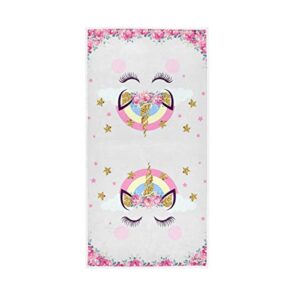 fuluhuapin unicorn flowers hand towel multipurpose for bathroom, hotel, gym and spa 30"x15" 2030250