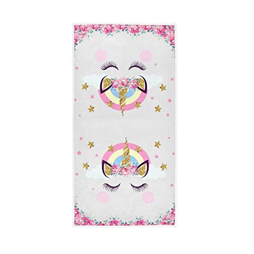 FULUHUAPIN Unicorn Flowers Hand Towel Multipurpose for Bathroom, Hotel, Gym and Spa 30"x15" 2030250