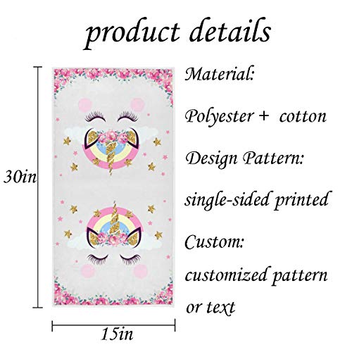 FULUHUAPIN Unicorn Flowers Hand Towel Multipurpose for Bathroom, Hotel, Gym and Spa 30"x15" 2030250