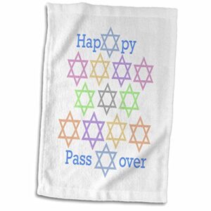 3d rose image of happy passover with rows of stars of david hand towel, 15" x 22"