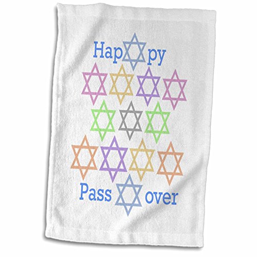 3D Rose Image of Happy Passover with Rows of Stars of David Hand Towel, 15" x 22"