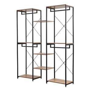 walnut wardrobe clothes rail 2 + 3 + 2 shelves with shoe rack clothing storage cabinet clothes shoes bedroom furniture