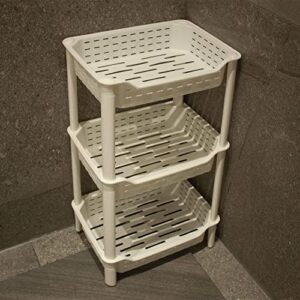 IYAR HOME 3 Tier Shower Caddy Organizer Shelf Standing 12.4 x 9.06 x 18.11 Inches Shower Rack Floor Stand for Bathroom Storage Small Space White