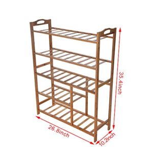 BB67 Home Free Standing Bamboo Shoe Rack Wooden Stackable Entryway Organizer 5 Tiers