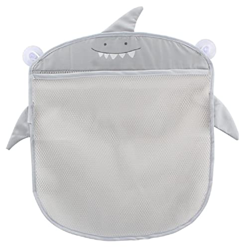 Naisicore Bath Toy Storage Net, Cute Shark Shaped Bathtub Toys Organizer with Suction Cups, Mesh Shower Caddy Storage Bags for Bathroom (Gray)