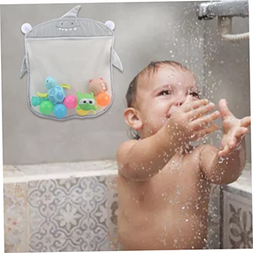 Naisicore Bath Toy Storage Net, Cute Shark Shaped Bathtub Toys Organizer with Suction Cups, Mesh Shower Caddy Storage Bags for Bathroom (Gray)