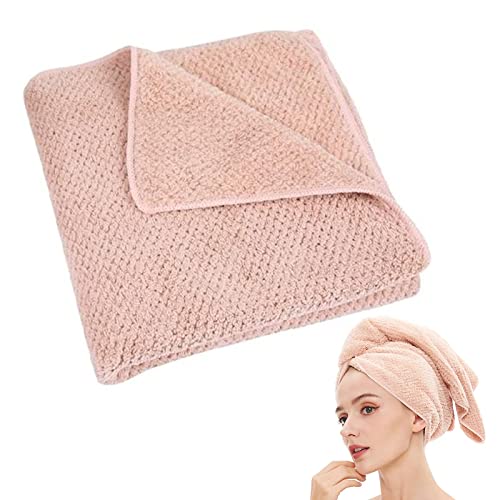 Laojbaba Microfiber Hair Towel Quick Dry Hair Towel Hair Drying Towels Suitable for All Kinds of Hair Ultra Absorbent Long and Thick Hair 19 X39 inch Lotus Root Pink (1pcs