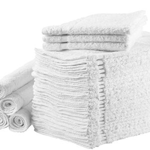 Omni Linens Washcloths Towel Set (White, Set of 24), Kitchen & Dish Cotton Cloth, Bath and Face Cleansing, Baby Washcloth, Multi-Purpose Soft Cleaning Rags - Hand, Gym, Spa, Sports 12”X12” Towels