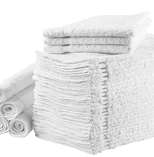 Omni Linens Washcloths Towel Set (White, Set of 24), Kitchen & Dish Cotton Cloth, Bath and Face Cleansing, Baby Washcloth, Multi-Purpose Soft Cleaning Rags - Hand, Gym, Spa, Sports 12”X12” Towels