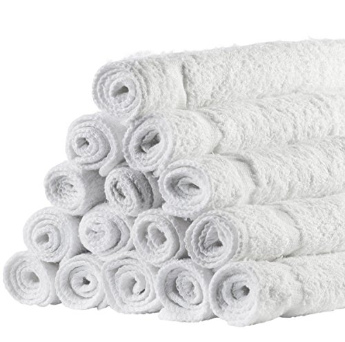 Omni Linens Washcloths Towel Set (White, Set of 24), Kitchen & Dish Cotton Cloth, Bath and Face Cleansing, Baby Washcloth, Multi-Purpose Soft Cleaning Rags - Hand, Gym, Spa, Sports 12”X12” Towels