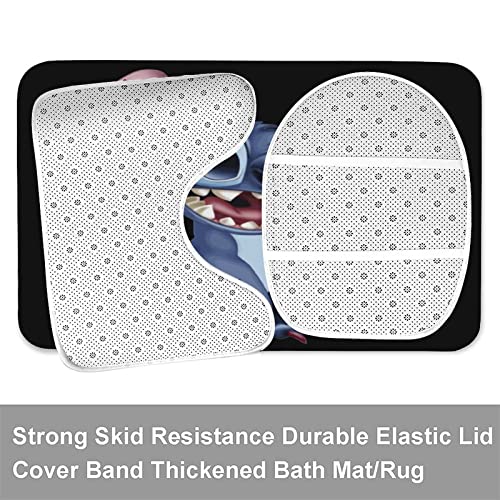 BOABIXA Stit-ch 4-Piece Shower Curtain Set, Shower Curtain, Non-Slip Carpet, Toilet Lid & Bath Mat,Good Looking & Durable, Suitable for Overall Bathroom Decoration