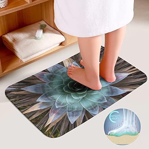 Habilboi 3 Pieces Bathroom Mat Bath Mat Set Blue Plant 20x32inch Non-Slip Bathroom Decor Doormat Runner Rugs,U-Shaped Toilet Floor Mats,Toilet Seat Cover