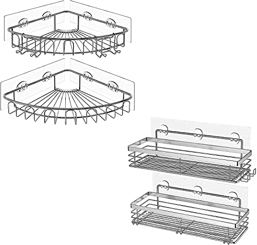 Orimade Corner Shower Caddy Organizer bundle with Rectangle Shower Shelves and Soap Dish Holder