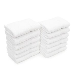 LT Elite Luxury Hotel & Spa Collection Premium Turkish Terry Cotton Washcloth Set, 12 Washcloths, White