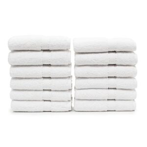 lt elite luxury hotel & spa collection premium turkish terry cotton washcloth set, 12 washcloths, white