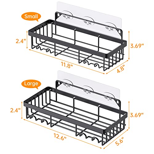 Mbillion Shower Caddy Shelf Organizer Rack, 2 Pack SUS304 Stainless Steel Wall Mounted Self Adhesive Shower Storage Organization Rack with Hooks for Bathroom & Kitchen