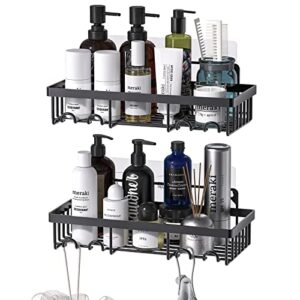 mbillion shower caddy shelf organizer rack, 2 pack sus304 stainless steel wall mounted self adhesive shower storage organization rack with hooks for bathroom & kitchen