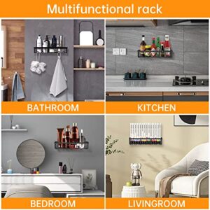 Mbillion Shower Caddy Shelf Organizer Rack, 2 Pack SUS304 Stainless Steel Wall Mounted Self Adhesive Shower Storage Organization Rack with Hooks for Bathroom & Kitchen