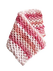 pink ombre stripe hand crochet wash cloth - approx 10 x 11 inches, 1 pc