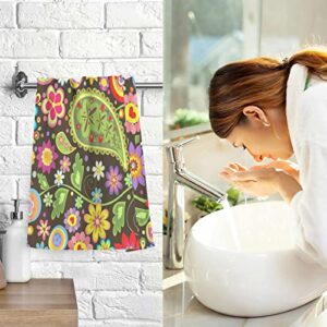 Jucciaco Floral Flowers Paisley Towels for Bathroom Kitchen Sports, Cotton Hand Towels Set of 2, 16x28 inch