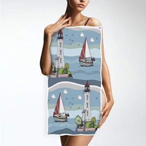 Ocean Lighthouse Sailboat Soft Hand Towels Highly Absorbent Face Towel Washcloths for Kitchen Bathroom Hotel Gym Spa 15 x 30 in