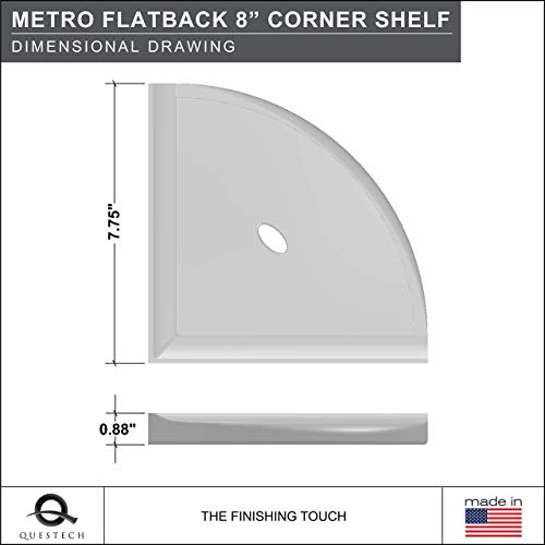 Questech Décor 8 Inch Corner Shower Shelf and 5 Inch Shower Caddy Soap Dish, Metro Flatback Wall Mounted Bathroom Shower Organizer, Bright White Polished