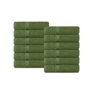 soft siesta classic luxury washcloths for bathroom-hotel-spa-kitchen - egyptian cotton - highly absorbent hotel quality face towels - bulk set of 12 (sage green)