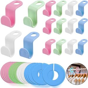 60pcs clothes hanger connector hooks, cascading clothes hangers for heavy duty space saving cascading connection hooks with 20 pieces clothing size dividers hangers closet dividers for clothes closet