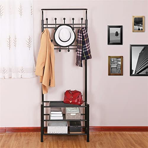 DOUBAO Black Shoe Rack Standing Hanging Clothes Home Bedroom Hanger Metal Shoe and Hat Rack Storage Rack