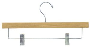 econoco commercial pant/skirt hanger with chrome hooks and bar with clips, 14", natural (pack of 100)