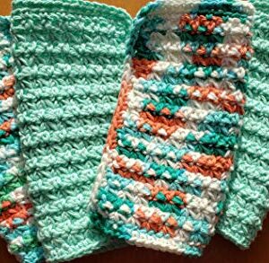 Handmade crochet washcloths, dishcloths 100% cotton set of 4 (Ahoy and mint colors) * thick and dense*