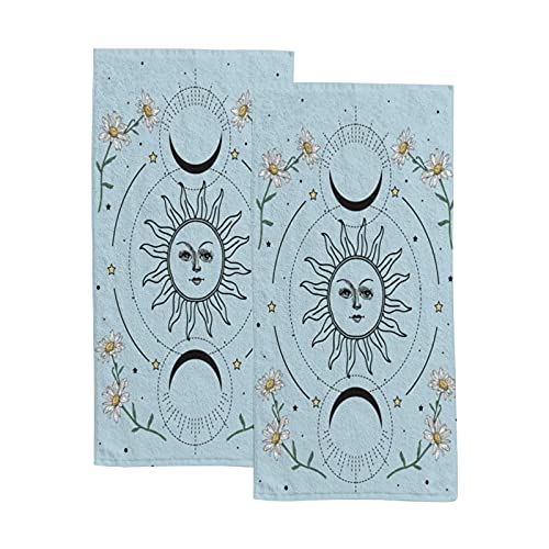 2Pack Bath Towels 2Pack Absorbent Soft Hand Towels Celestial Sun Daisy Beach Towel Bathroom Fingertip Towels Microfiber Washcloth Swimming Shower Gym Spa Towel 30X15 Inch