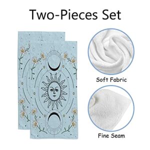 2Pack Bath Towels 2Pack Absorbent Soft Hand Towels Celestial Sun Daisy Beach Towel Bathroom Fingertip Towels Microfiber Washcloth Swimming Shower Gym Spa Towel 30X15 Inch