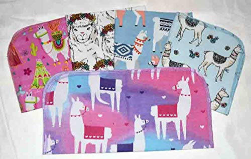 1 Ply 12x12 Inches Set of 5 Flannel Paperless Towels Alpacas and Llamas