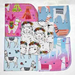 1 Ply 12x12 Inches Set of 5 Flannel Paperless Towels Alpacas and Llamas