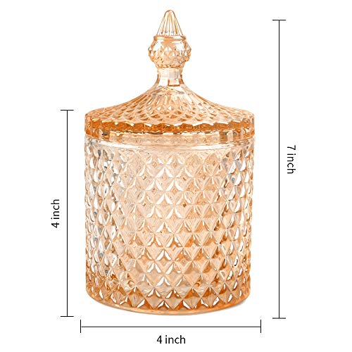 YOUDirect Apothecary Jar, 20 OZ Glass Qtip Holder with Lid, Luxurious Crystal Canister Bathroom Counter Vanity Organizer for Bath Salts/Bombs Cotton Balls/Swabs/Rounds Makeup Sponges (Rose Gold)