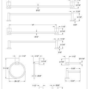 Kingston Brass BAHK8212478ORB Continental Bathroom Hardware Set, 24" Length, Oil Rubbed Bronze