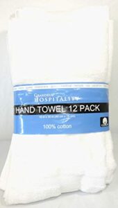grandeur hospitality towels 12 pack 100% ring spun cotton soft-durable-absorbent hand towels