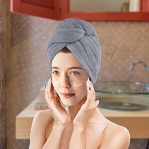 Flytianmy 2 Pcs Microfiber Hair Towel, 10 X 26 Inch Hair Turbans for Wet Hair, Drying Hair Wrap Towels for Women (Grey, Khaki)