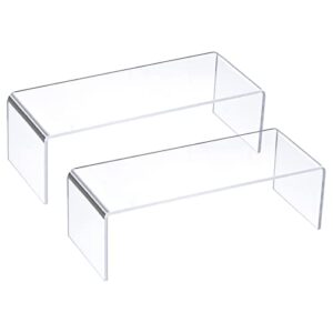 uxcell shoes display stand rack, 200x80x65mm acrylic storage shelf holder clear 2 pcs