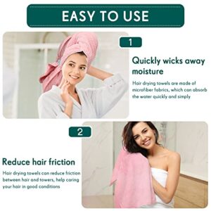 3 Pack Microfiber Hair Towel Absorbent Wrap Towel Hair Towel Turban Large Quick Hair Dry Towel Bath Head Towel Head Wrap Hair Drying Towel for Women Men Long Hair Curly Hair Shower, Pink Green White