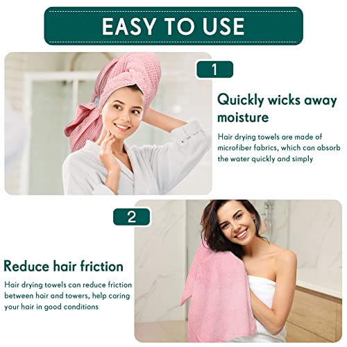 3 Pack Microfiber Hair Towel Absorbent Wrap Towel Hair Towel Turban Large Quick Hair Dry Towel Bath Head Towel Head Wrap Hair Drying Towel for Women Men Long Hair Curly Hair Shower, Pink Green White