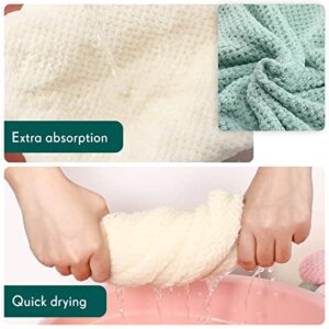 3 Pack Microfiber Hair Towel Absorbent Wrap Towel Hair Towel Turban Large Quick Hair Dry Towel Bath Head Towel Head Wrap Hair Drying Towel for Women Men Long Hair Curly Hair Shower, Pink Green White