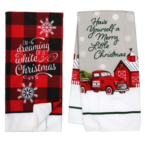 Greenbrier International Christmas Towels/Decorative Christmas Kitchen Towels/Hand Towels for Bathroom Decorative Set/Christmas Kitchen Decorations - 2 Set of 2